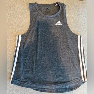 Adidas Charcoal Tank with White Accents Aeroready